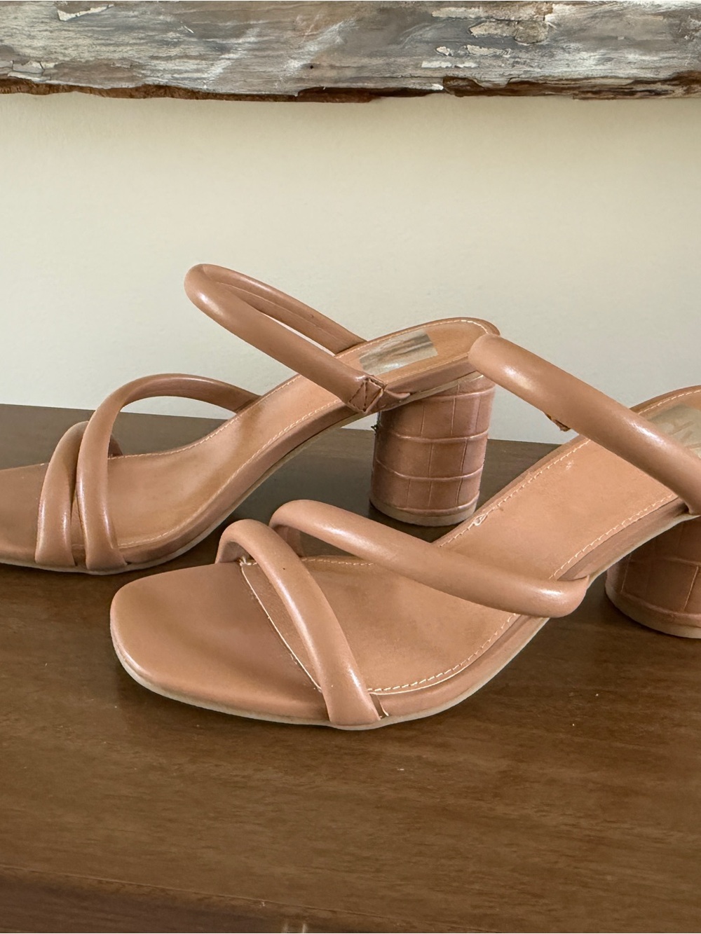 DV by Dolce Vita Nude/Tan Strappy Block Heel Sandals